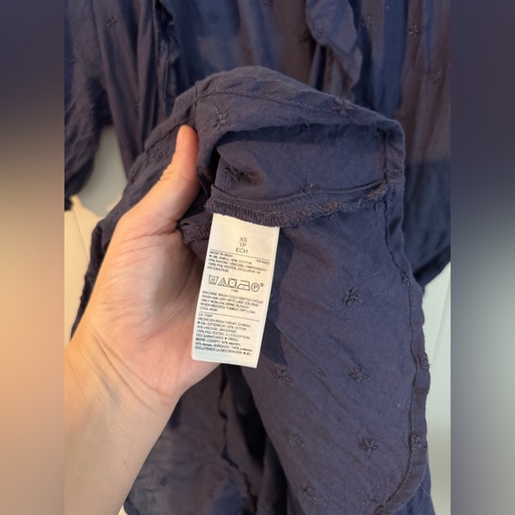 Old Navy Women’s Embroidered Floral Print Navy Blue Ruffle Hi-Low Wrap Dress XS - Picture 9 of 9